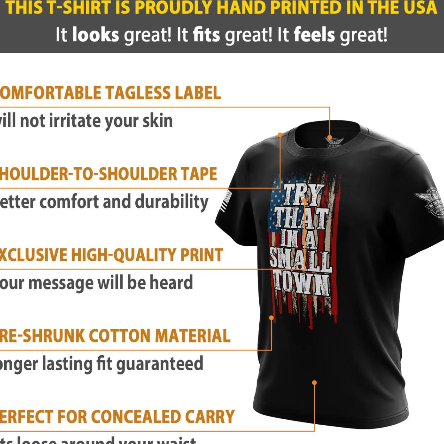 We The People Holsters Try That in a Small Town Short Sleeve Shirt Black Discount