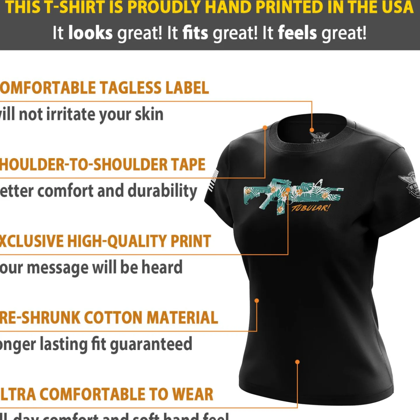 We The People Holsters Tubular Women's Short Sleeve Shirt Black Discount