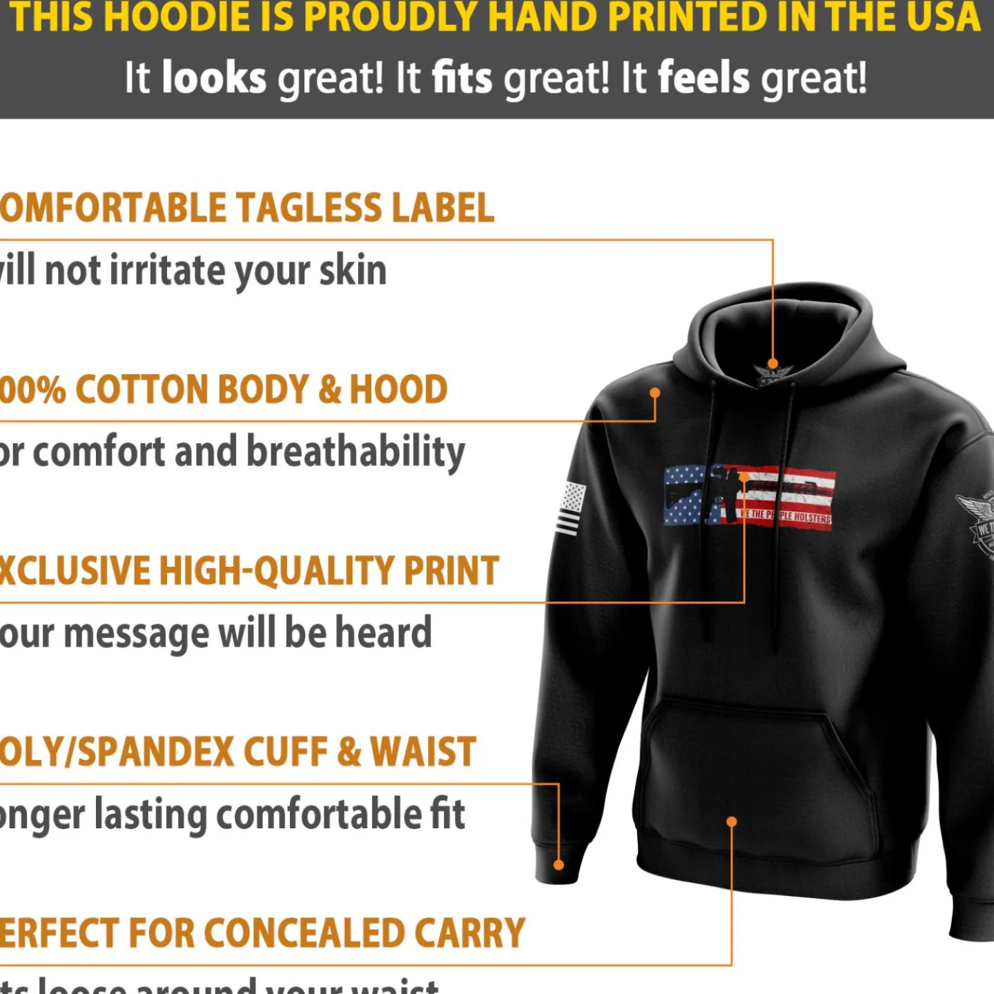 We The People Holsters US Flag AR Hoodie Black Best