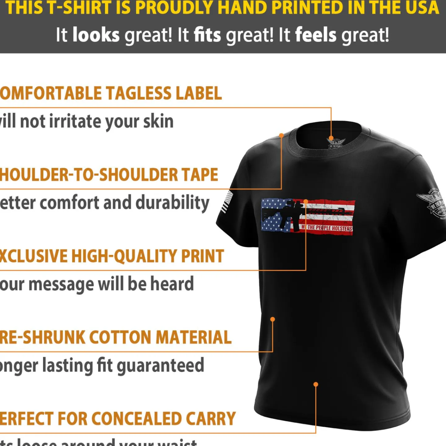 We The People Holsters US Flag AR Short Sleeve Shirt Black Online
