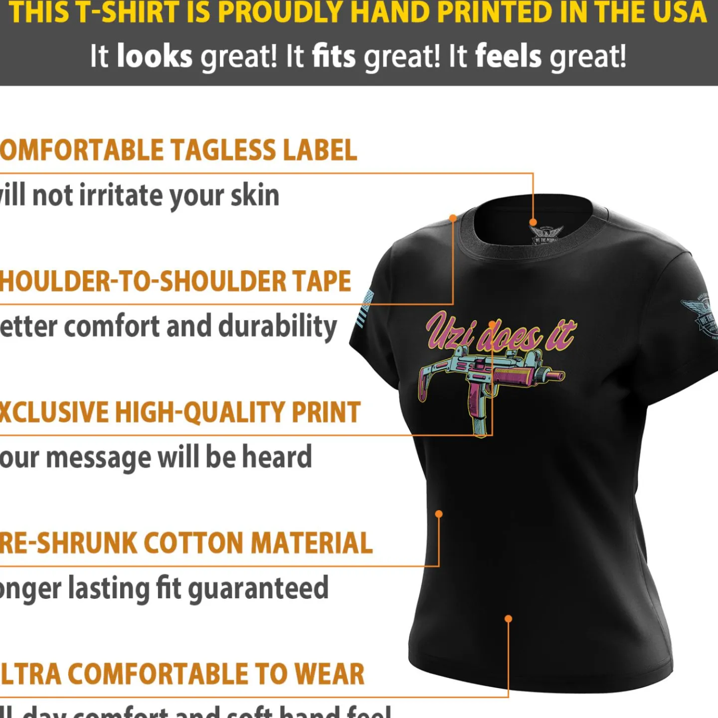 We The People Holsters Uzi Does It Women's Short Sleeve Shirt Black Sale