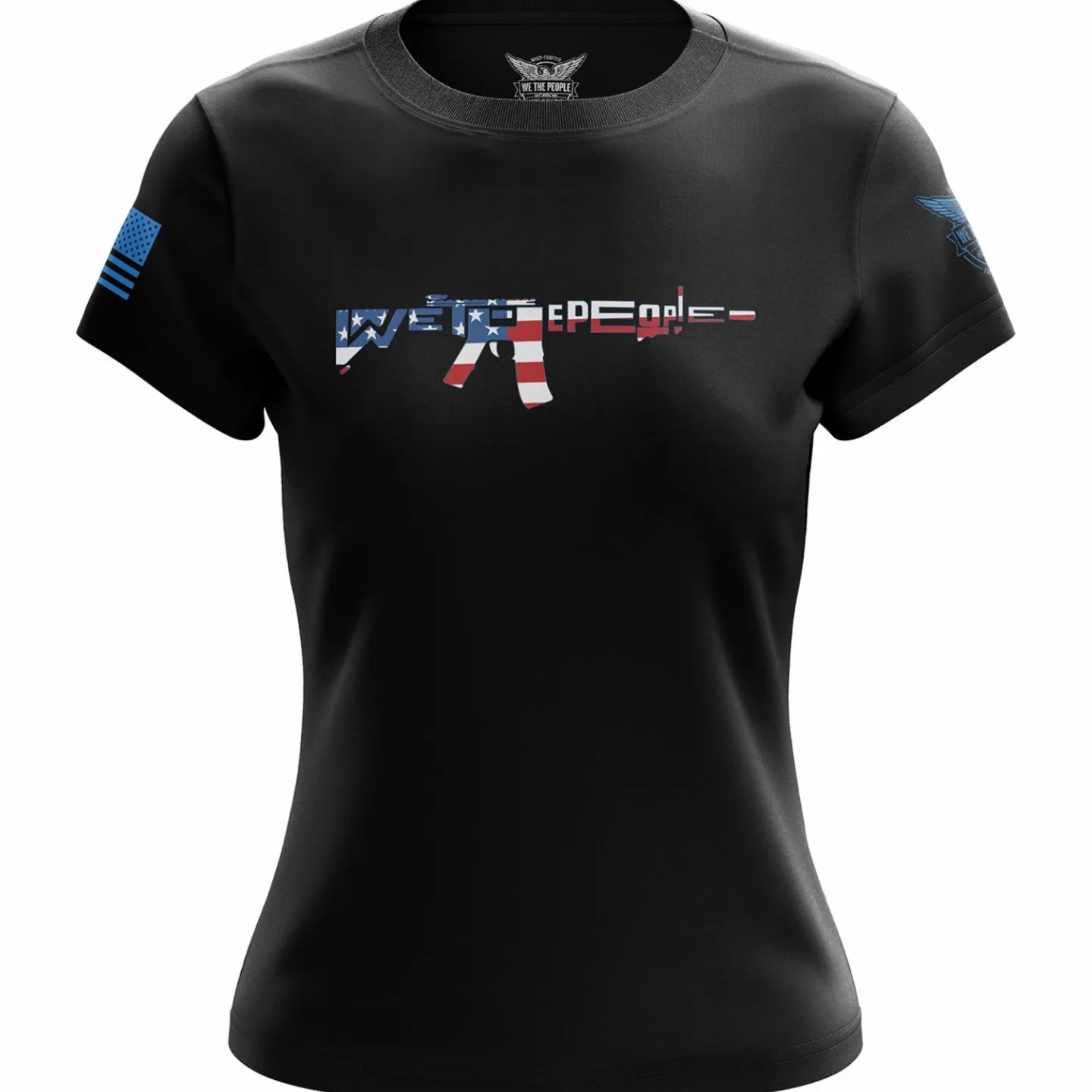 We The People Holsters We The People AR Flag Women's Short Sleeve Shirt Black Clearance