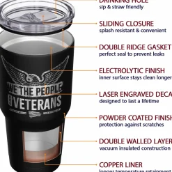 We The People Holsters We The People are Veterans + American Flag Stainless Steel Tumbler Sale