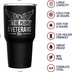 We The People Holsters We The People are Veterans + American Flag Stainless Steel Tumbler Sale