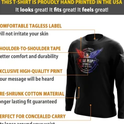 We The People Holsters Distressed Flag Logo Long Sleeve Shirt Black Discount