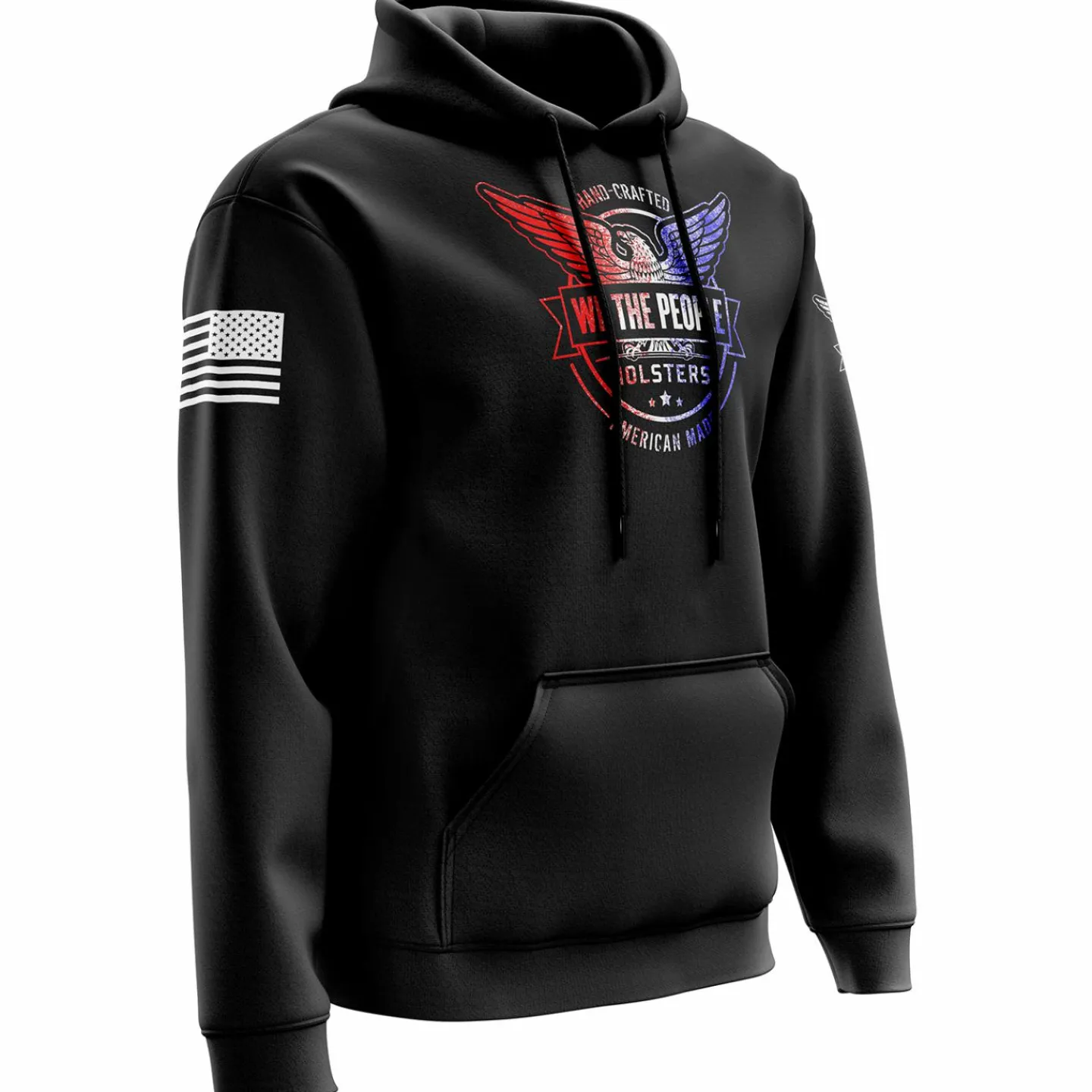 We The People Holsters Distressed Flag Logo Hoodie Black Discount