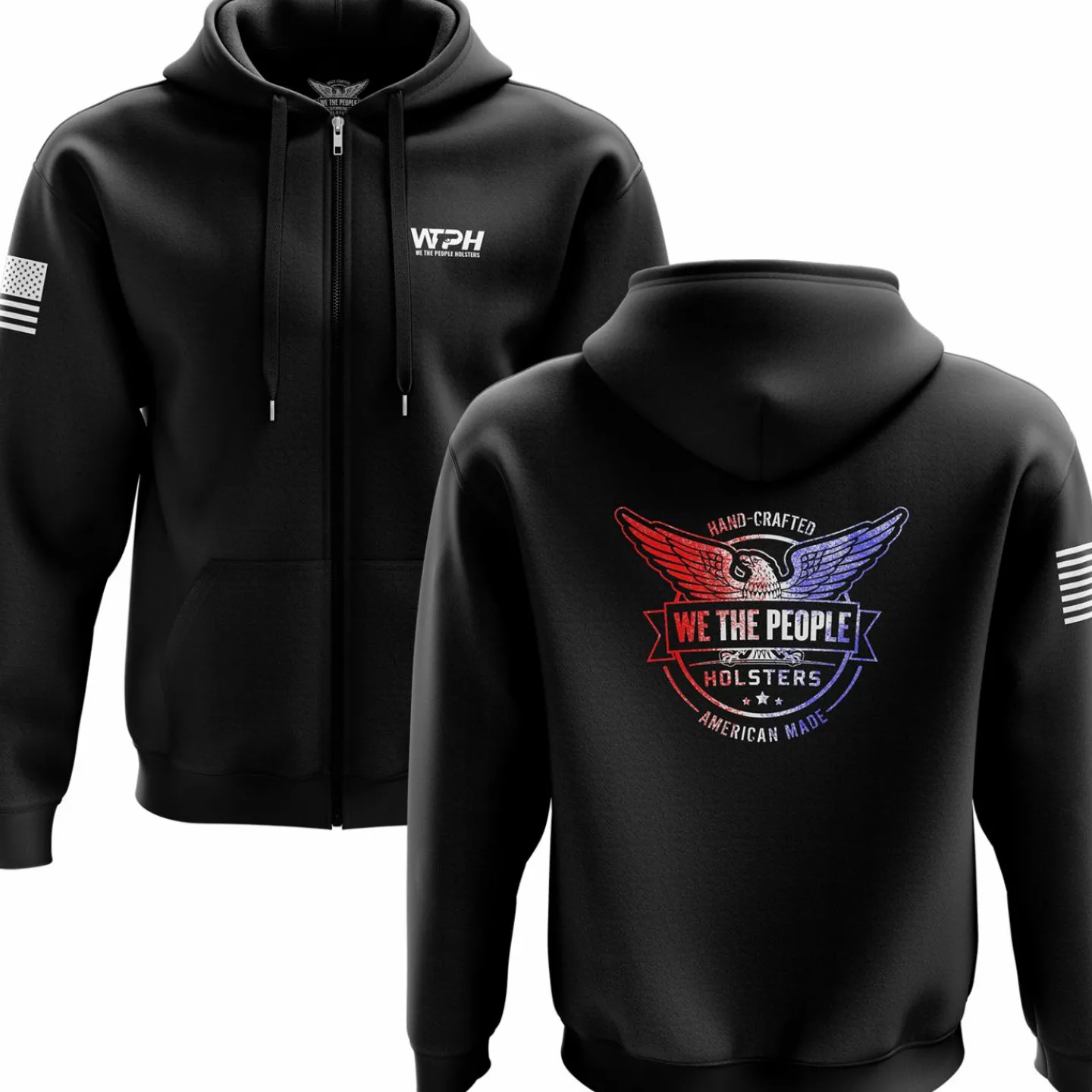 We The People Holsters Distressed Flag Logo Zip Up Hoodie Black Hot