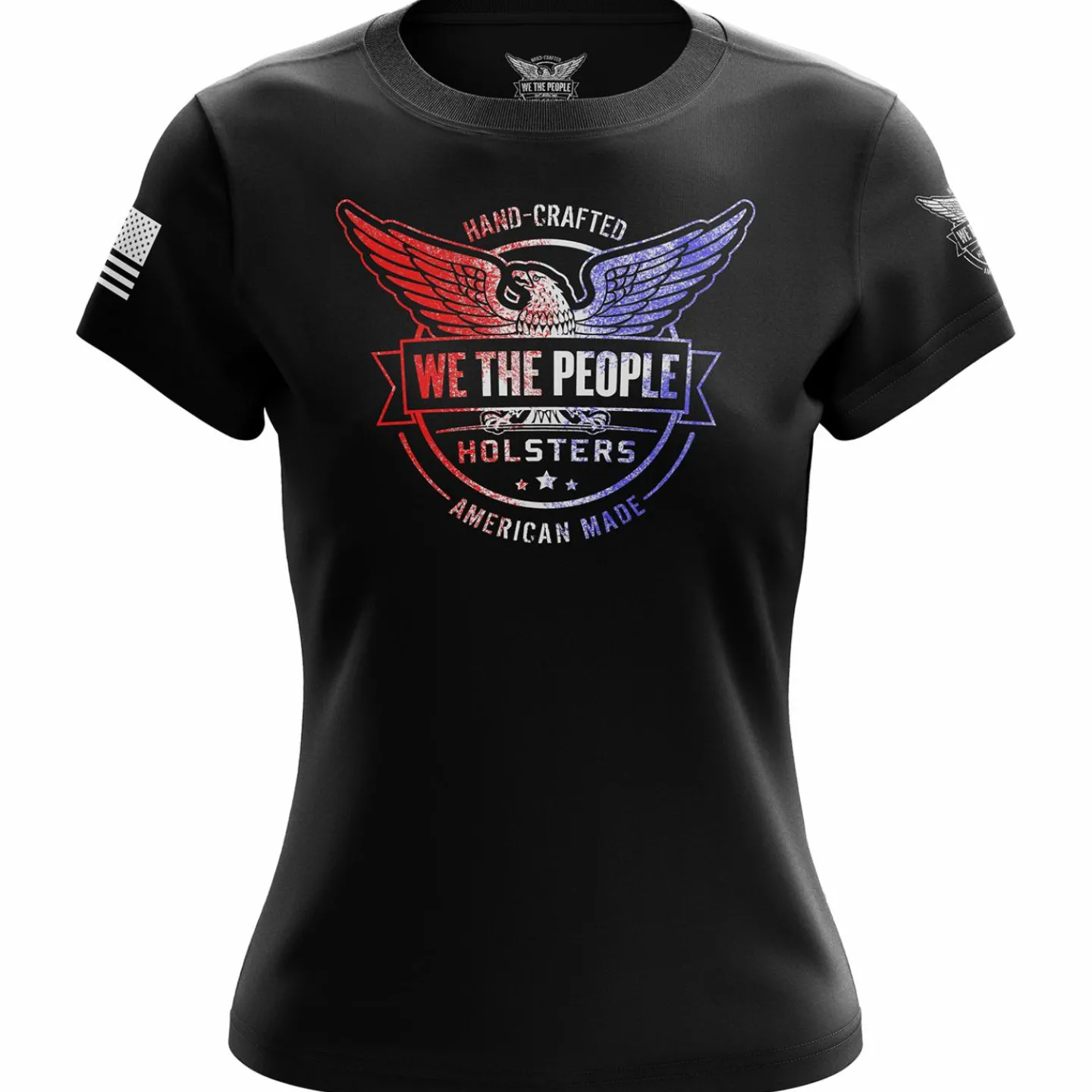We The People Holsters Distressed Flag Logo Women's Short Sleeve Shirt Black New