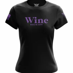 We The People Holsters Wine Makes Me Happy Women's Short Sleeve Shirt Black Hot