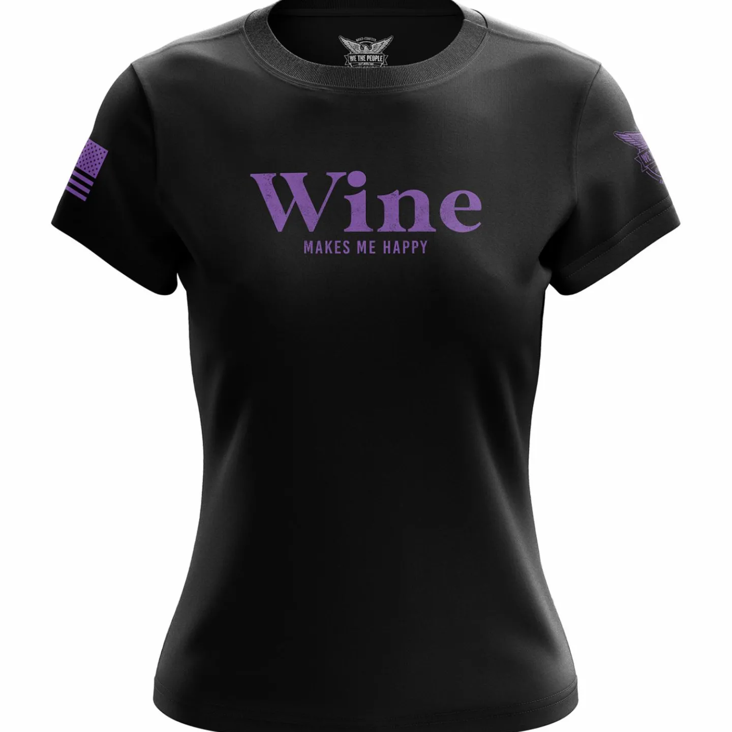 We The People Holsters Wine Makes Me Happy Women's Short Sleeve Shirt Black Hot