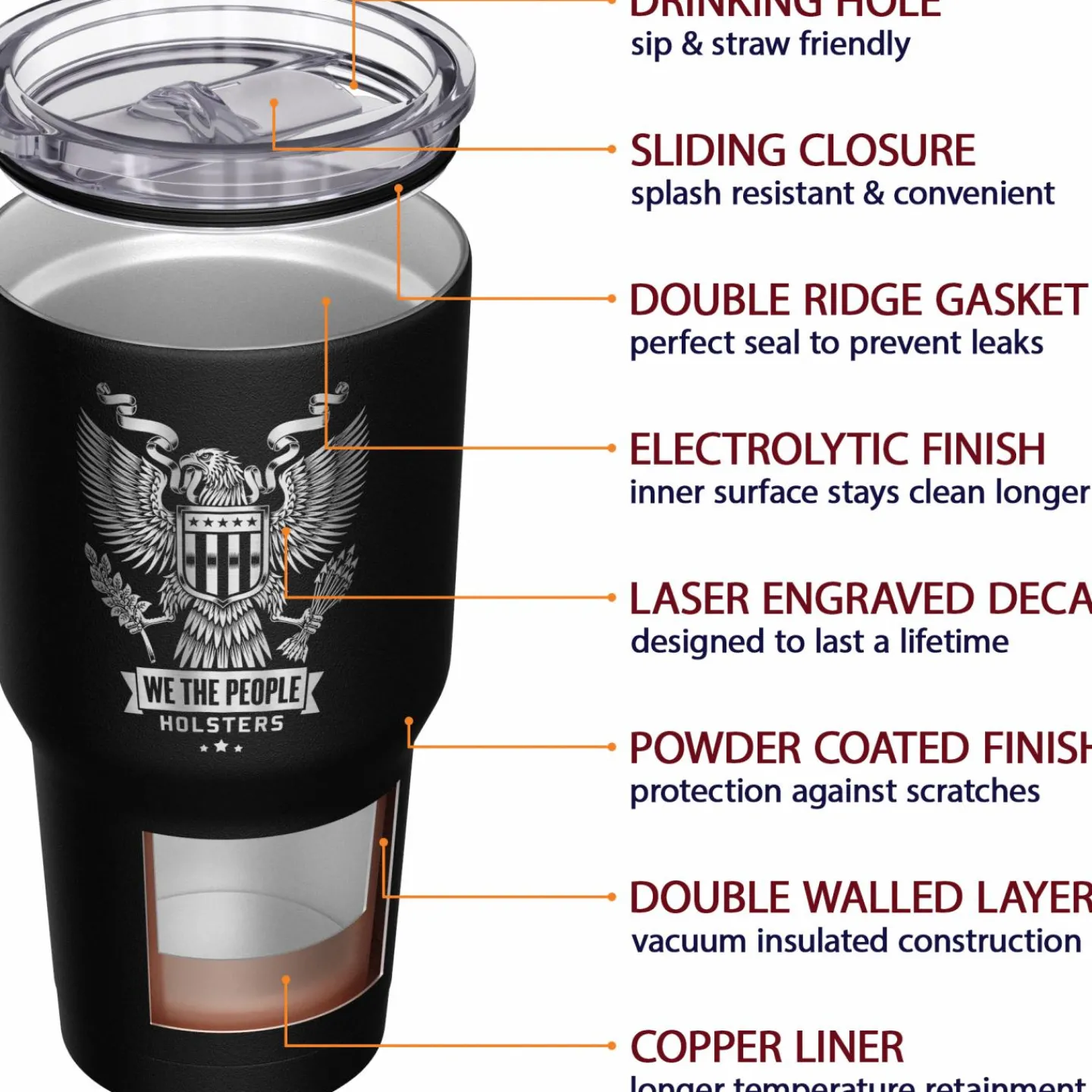 We The People Holsters WTP Heraldic Eagle + American Flag Stainless Steel Tumbler Online