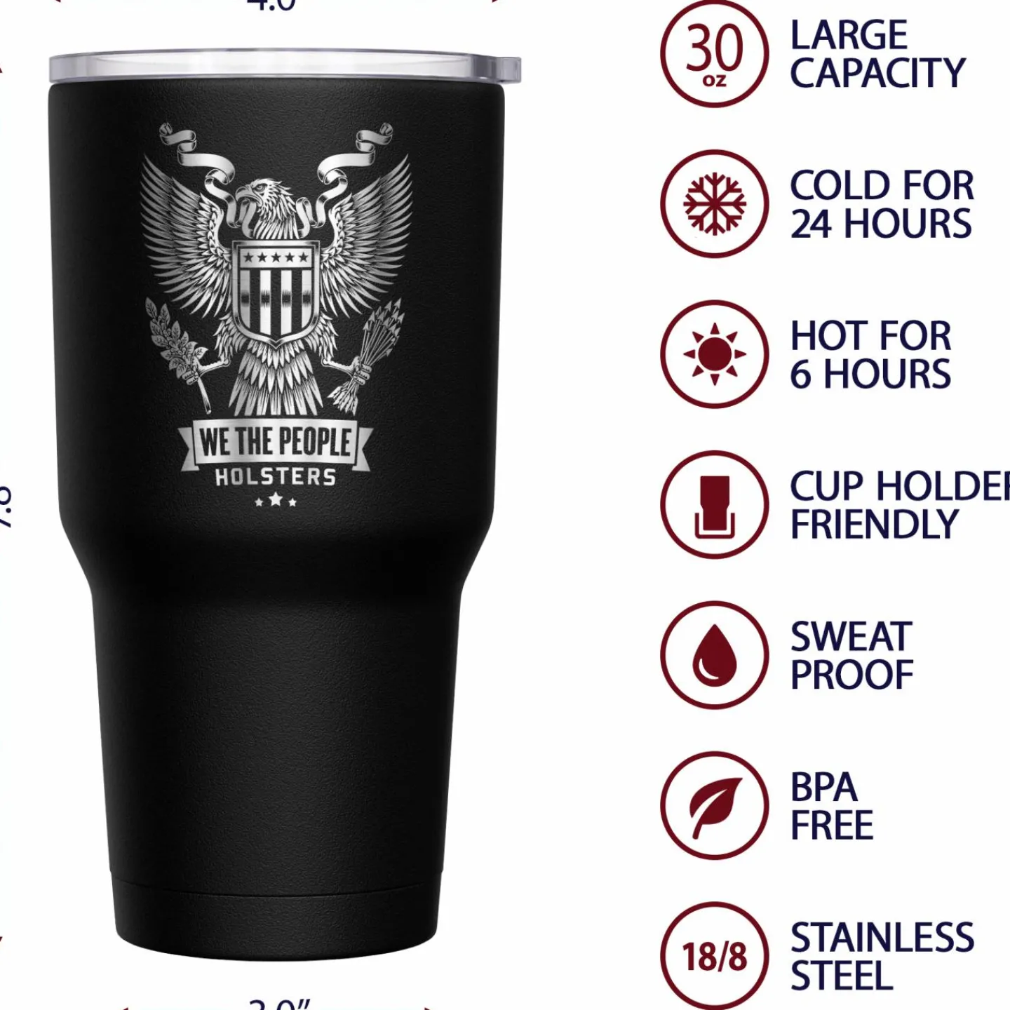 We The People Holsters WTP Heraldic Eagle + American Flag Stainless Steel Tumbler Online